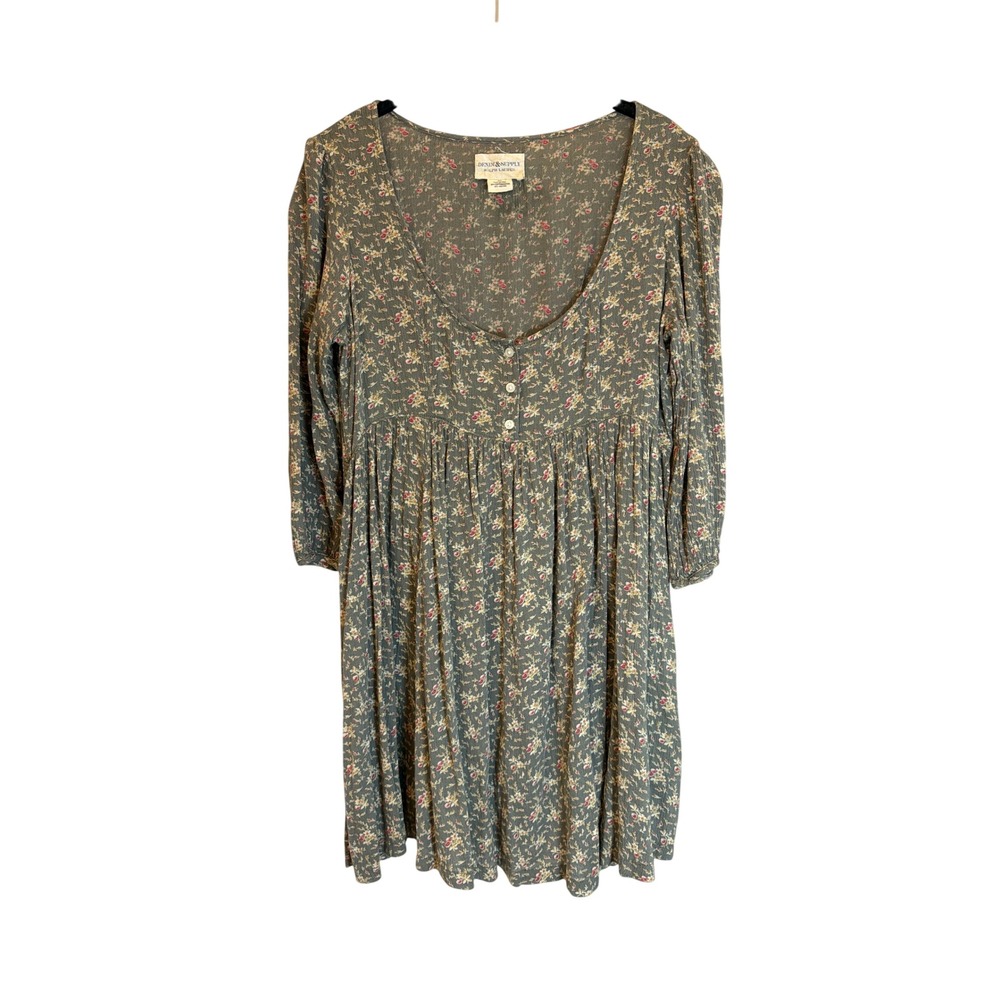 Denim & Supply Ralph Lauren Floral Babydoll Mini Dress Green Small Cottagecore